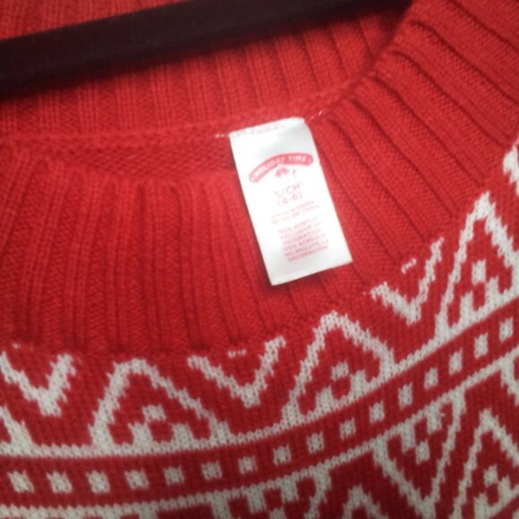 Holiday Time Christmas Sweater S 4-6 Llama Long Sleeve Red - Picture 4 of 13